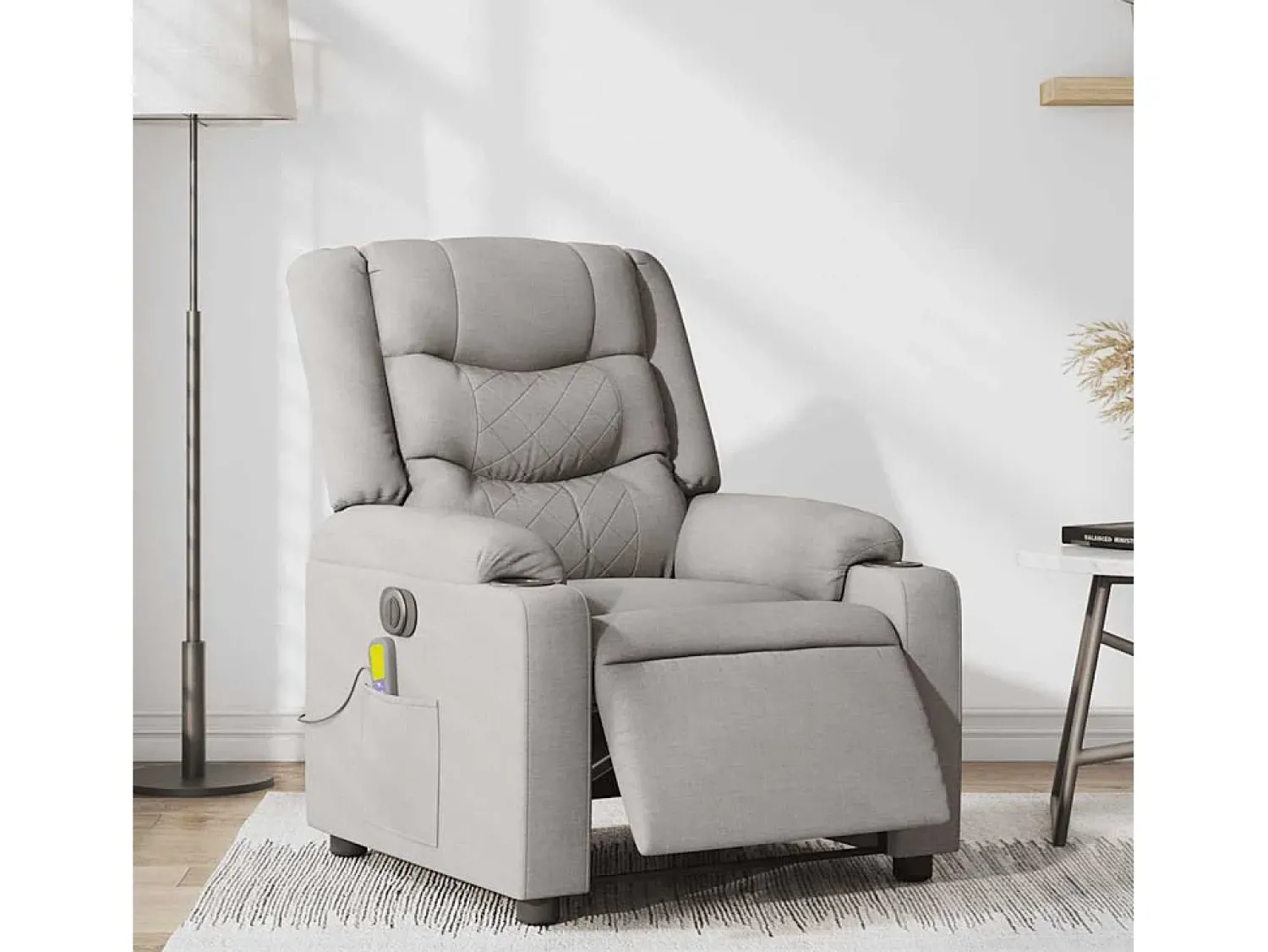 Poltrona massagens reclinável elétrica tecido -nublado SHL435645^ Poltrona