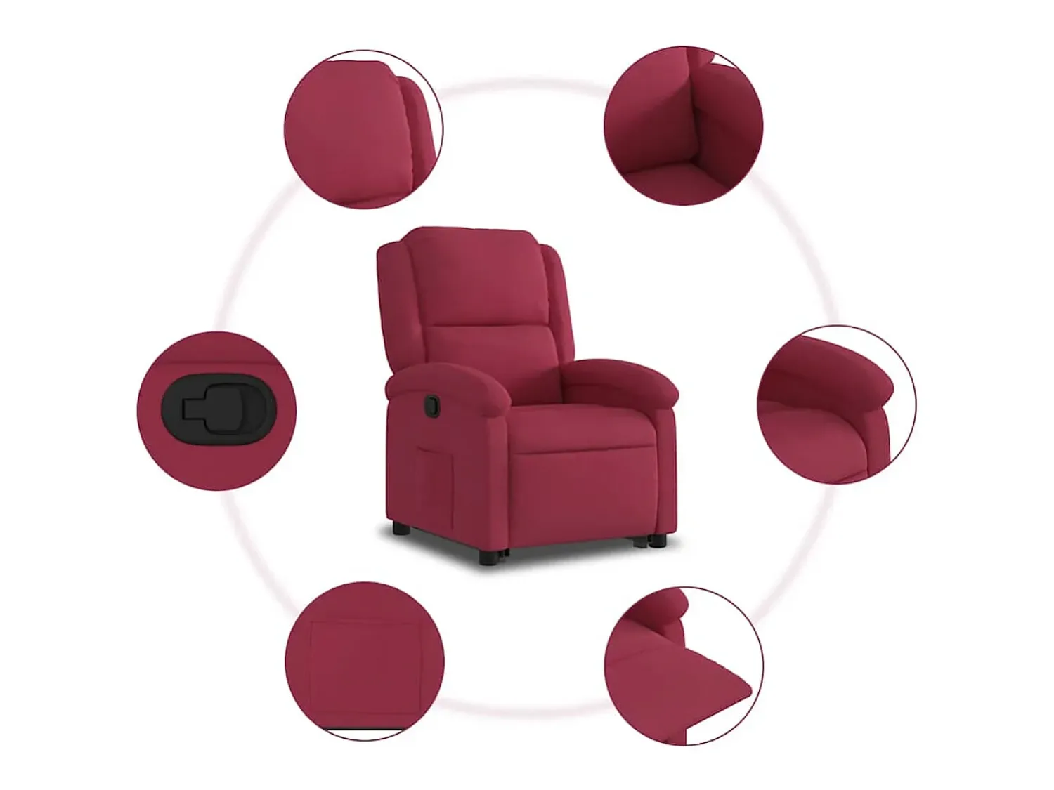 Sale Poltrona massagens reclinável elevatória veludo tinto SHL22225 Vermelho