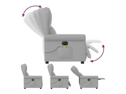 New Poltrona massagens reclinável elétrica tecido -nublado SHL864595 Cinzento