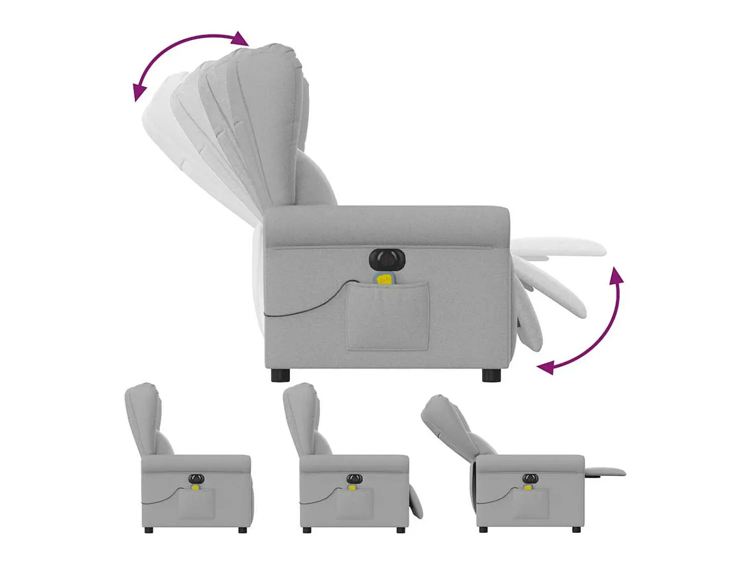 New Poltrona massagens reclinável elétrica tecido -nublado SHL864595 Cinzento