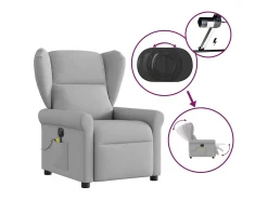New Poltrona massagens reclinável elétrica tecido -nublado SHL864595 Cinzento