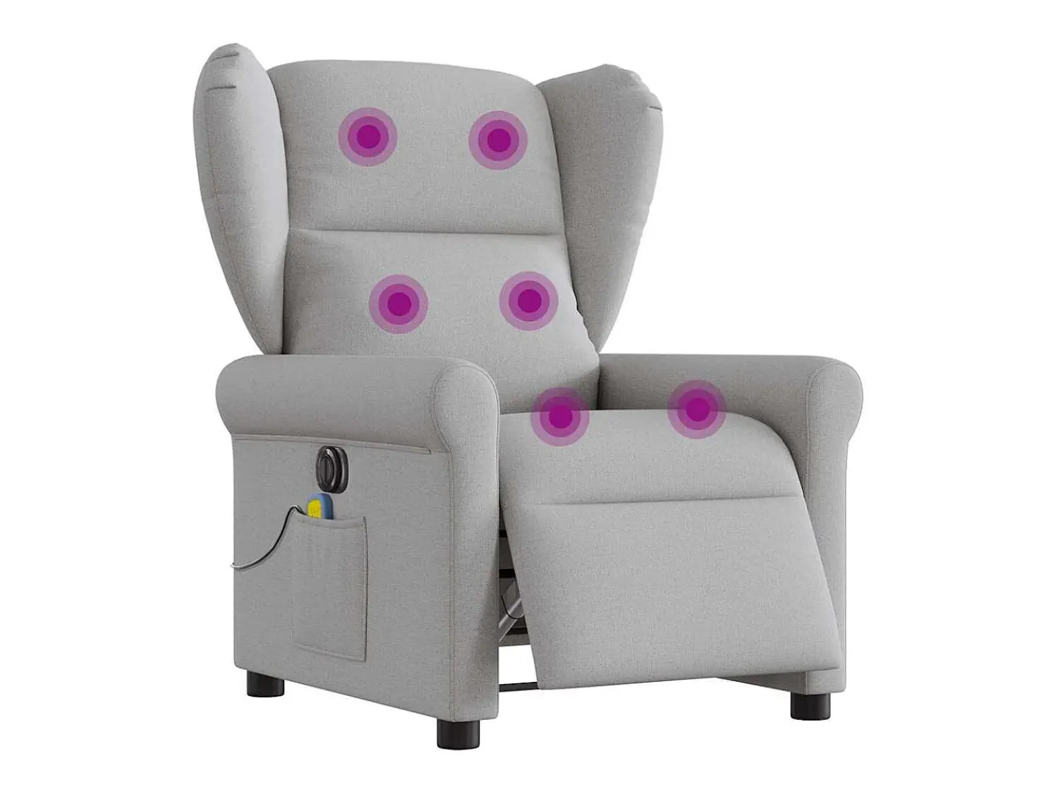 New Poltrona massagens reclinável elétrica tecido -nublado SHL864595 Cinzento