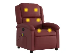 Poltrona*vidaxl Poltrona massagens reclinável couro artificial vermelho tinto Bordeaux