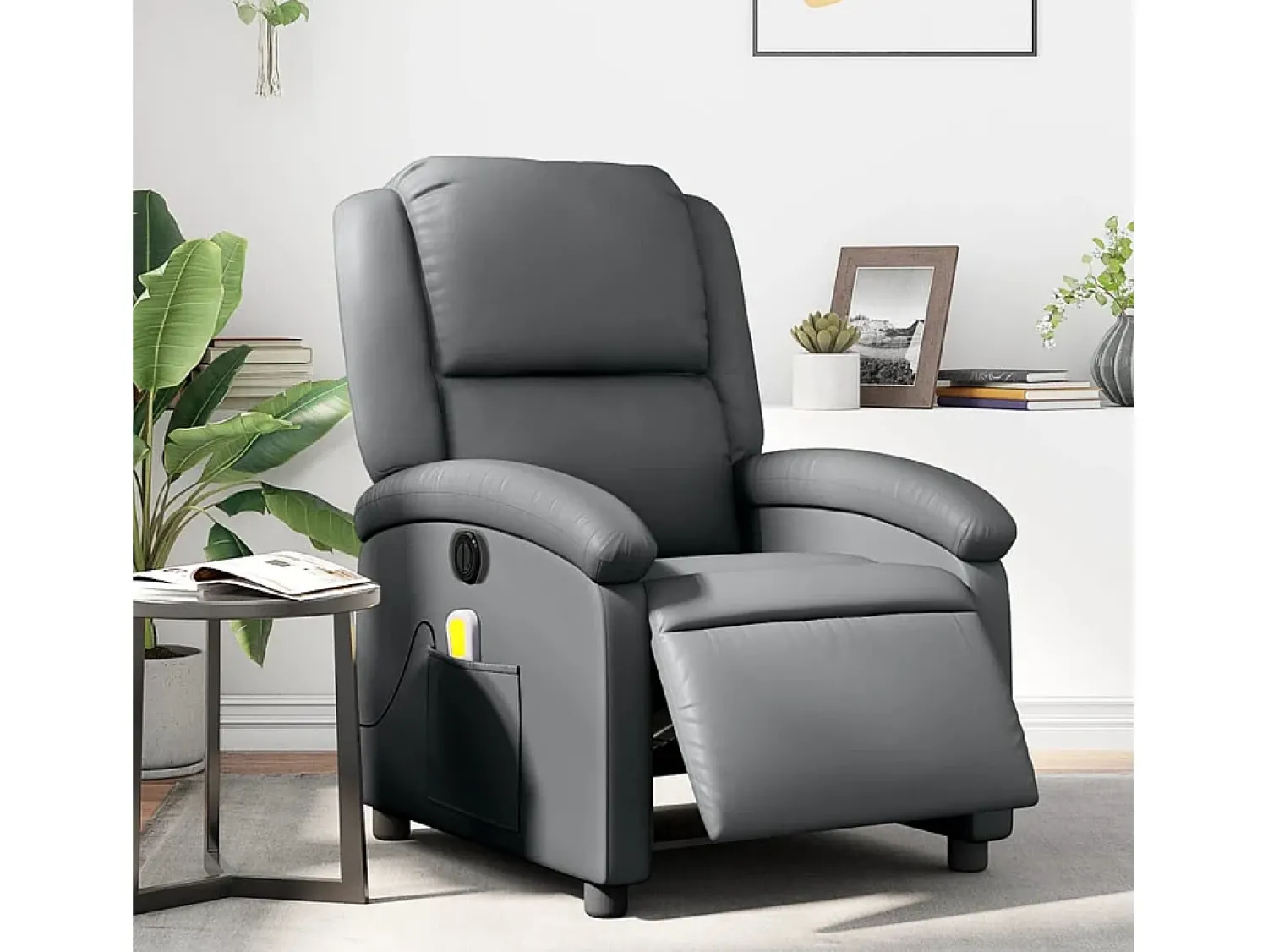 Poltrona* Poltrona massagens reclinável elétrica couro artif. SHL361313 Cinzento