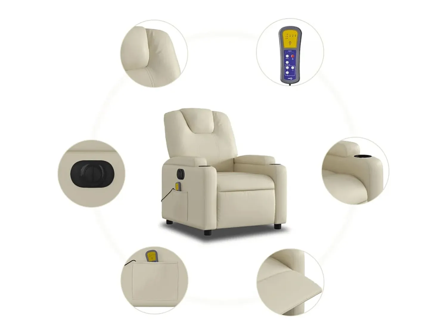 Poltrona* Poltrona massagens reclinável elétrica couro artificial SHL343780 Creme