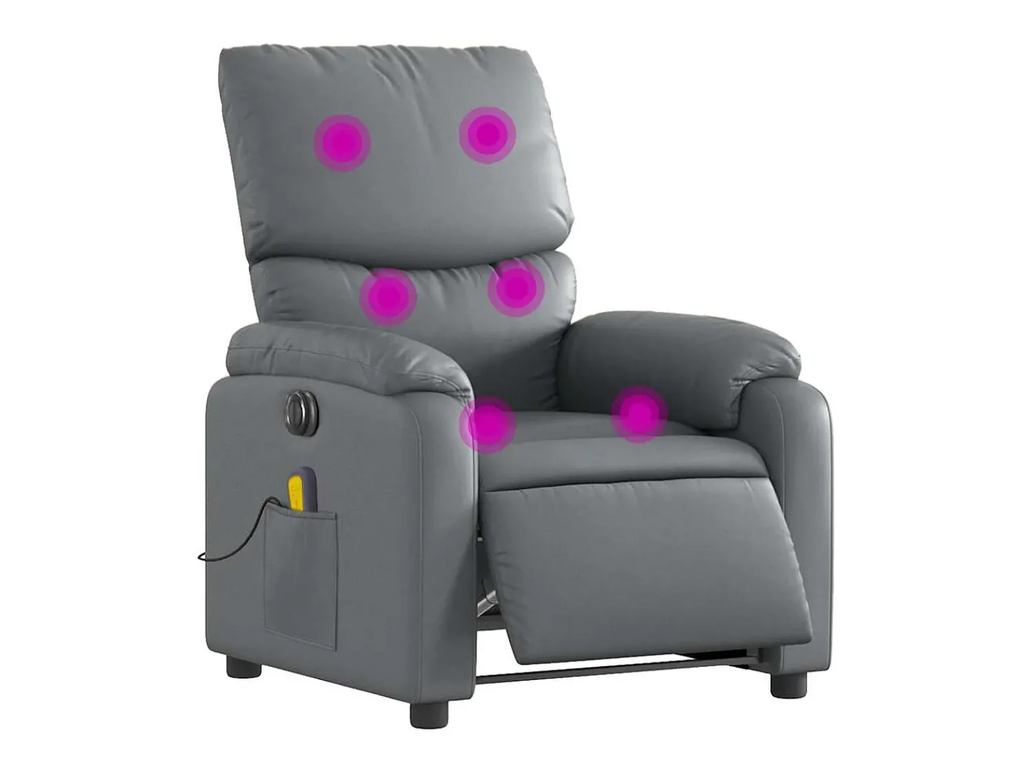 Poltrona massagens reclinável elétrica couro artif. SHL855239 Cinzento