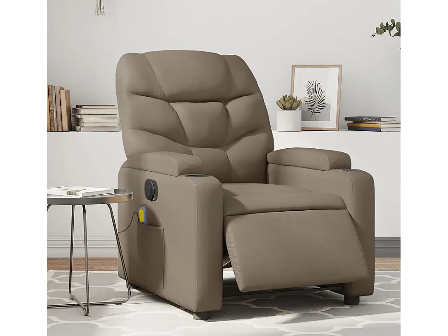 Poltrona* Poltrona massagens reclinável elétrica couro artif. cappuccino SHL436675 Castanho