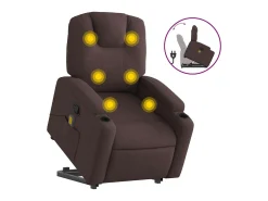Online vidaxl Poltrona massagens reclinável elevatória tecido -escuro Castanho