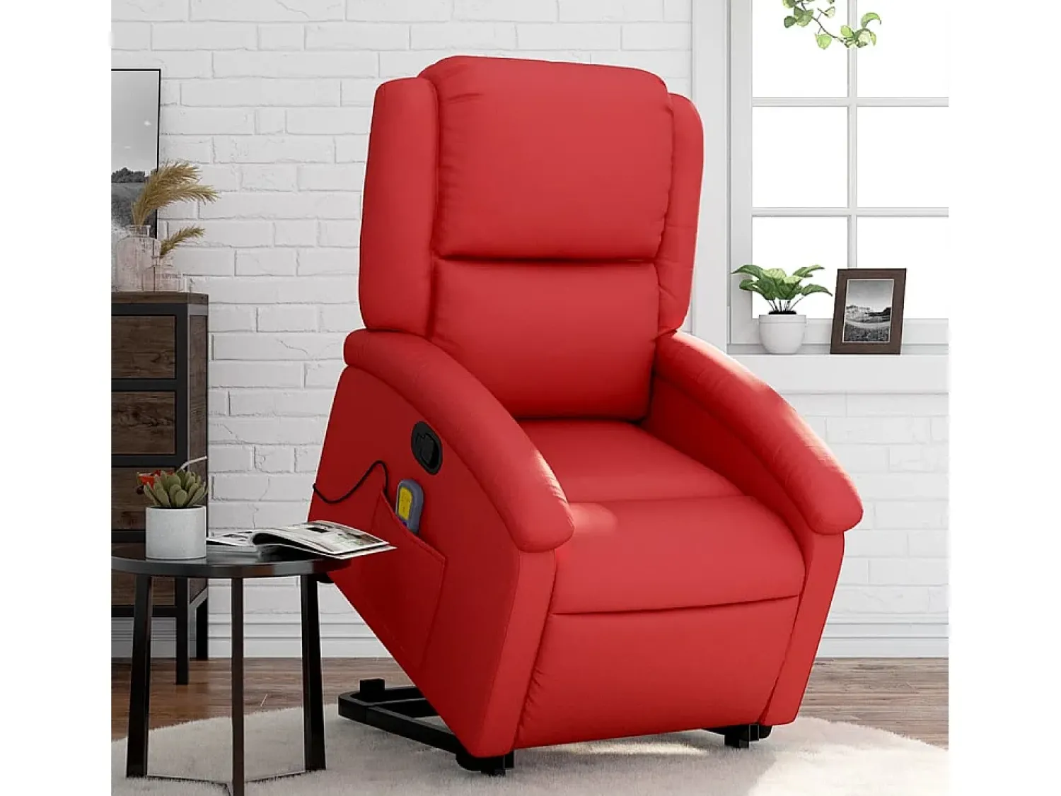 Poltrona| Poltrona massagens reclinável elevatória couro artif. SHL349011 Vermelho