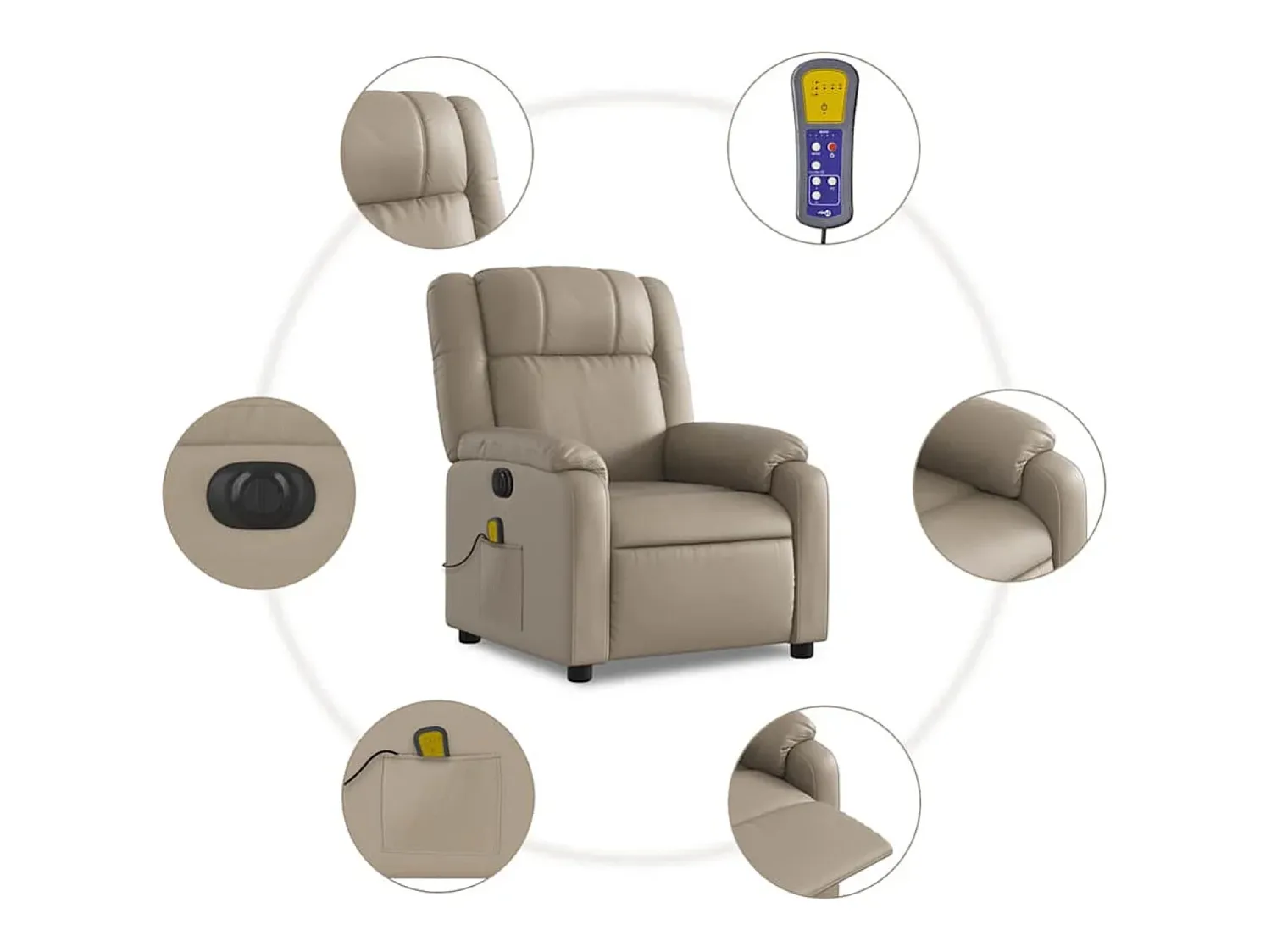 Sale Poltrona massagens reclinável elétrica couro artif. cappuccino SHL900921 Castanho