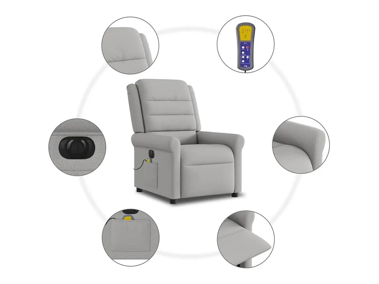 Poltrona| Poltrona massagens reclinável elétrica tecido -nublado SHL462167 Cinzento
