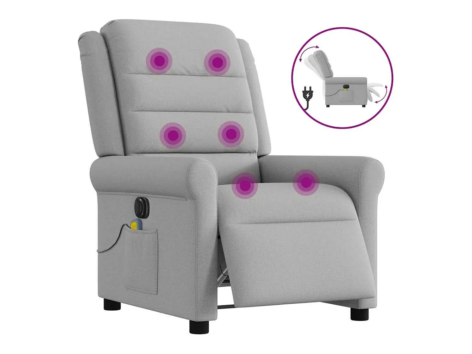 Poltrona| Poltrona massagens reclinável elétrica tecido -nublado SHL462167 Cinzento