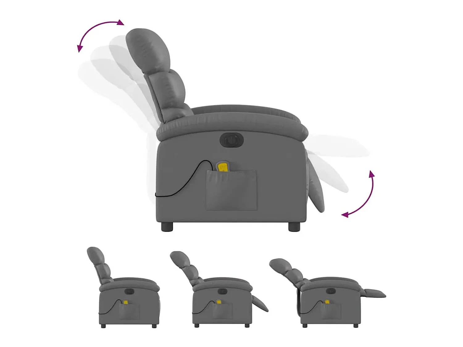 Best Poltrona massagens reclinável elétrica couro artif. SHL429781 Cinzento