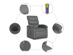 Best Poltrona massagens reclinável elétrica couro artif. SHL429781 Cinzento