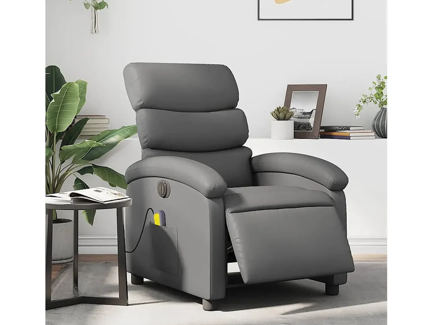 Best Poltrona massagens reclinável elétrica couro artif. SHL429781 Cinzento