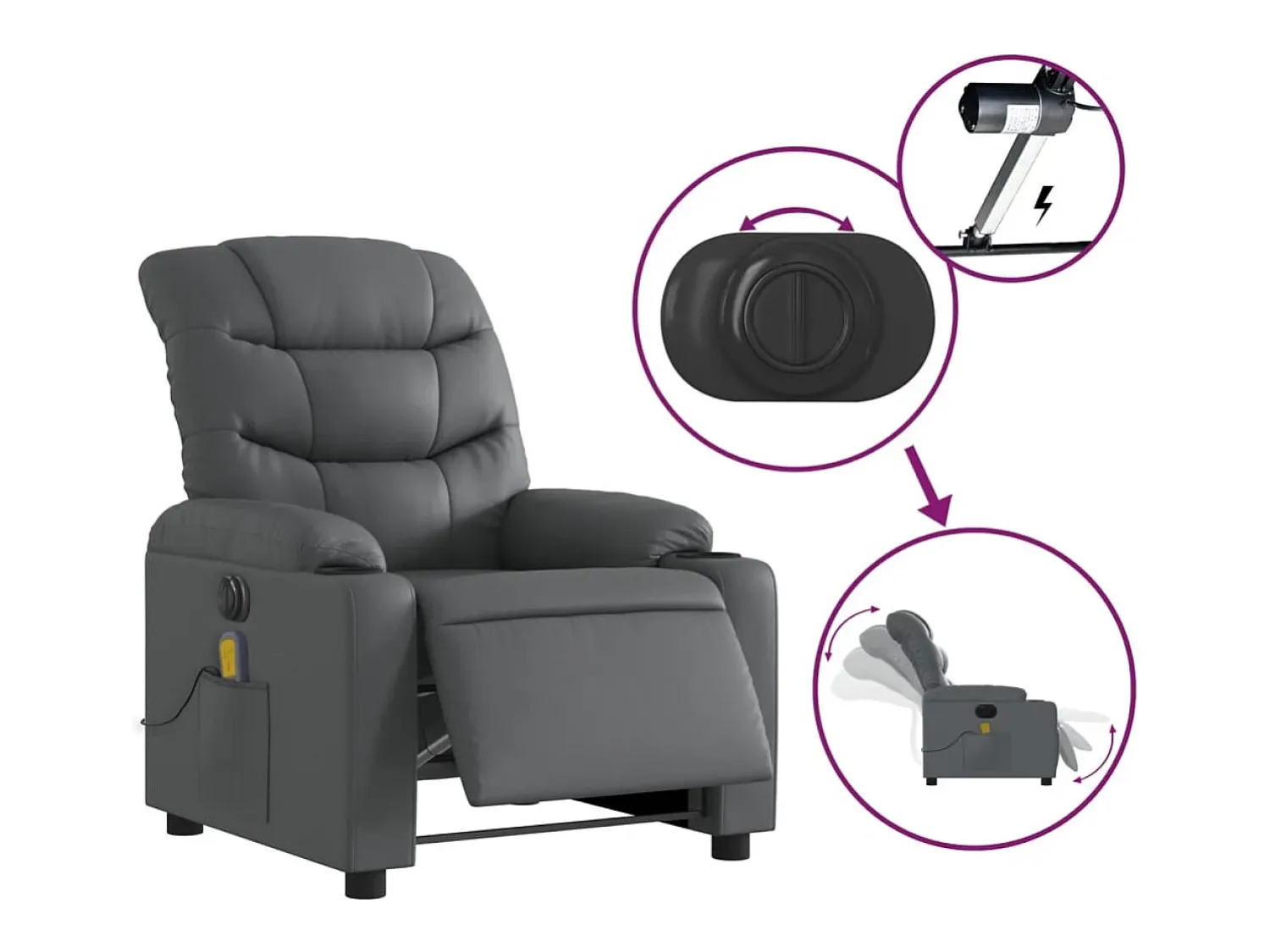 Poltrona massagens reclinável elétrica couro artif. SHL917816^ Poltrona
