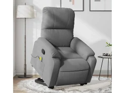 Poltrona massagens reclin. elevatória microfibra cinza-escuro SHL254807^ Poltrona