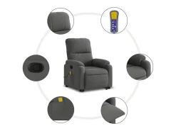 Poltrona massagens reclin. elevatória microfibra cinza-escuro SHL254807^ Poltrona
