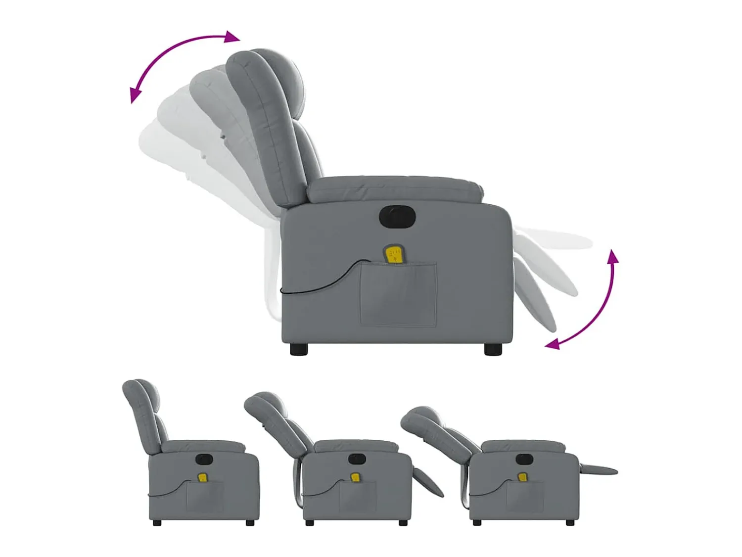 Sale Poltrona massagens reclinável elétrica couro artif. SHL641516 Cinzento