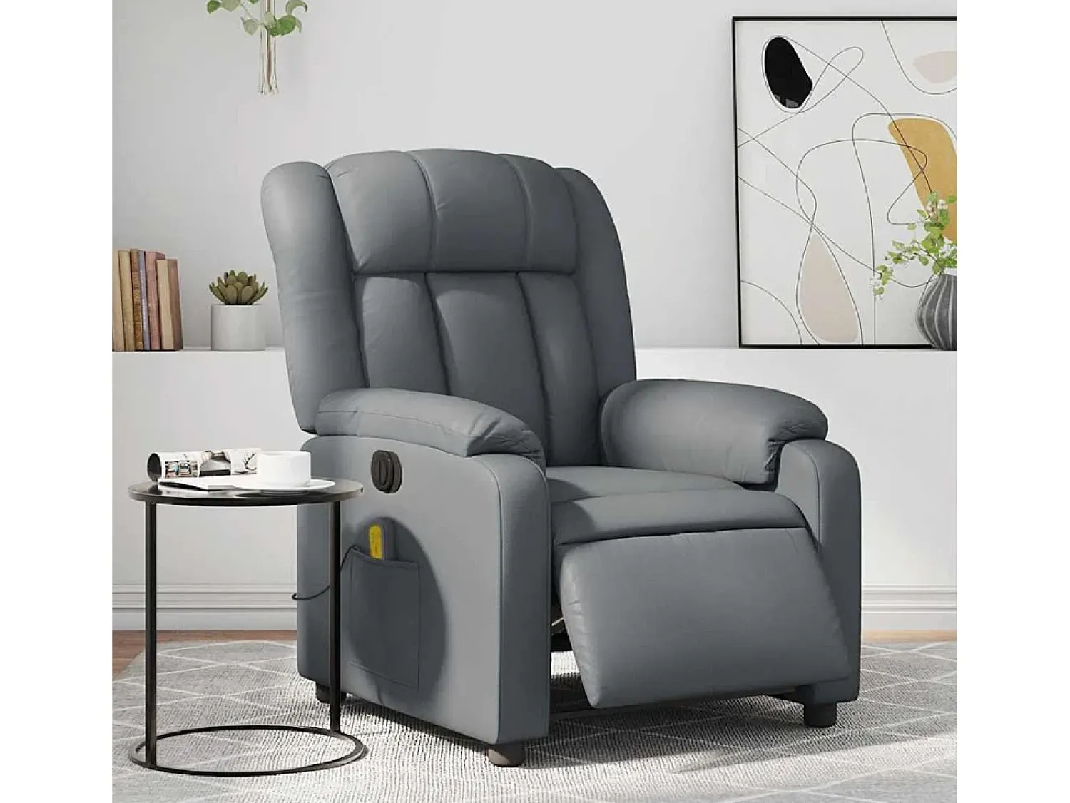 Sale Poltrona massagens reclinável elétrica couro artif. SHL641516 Cinzento
