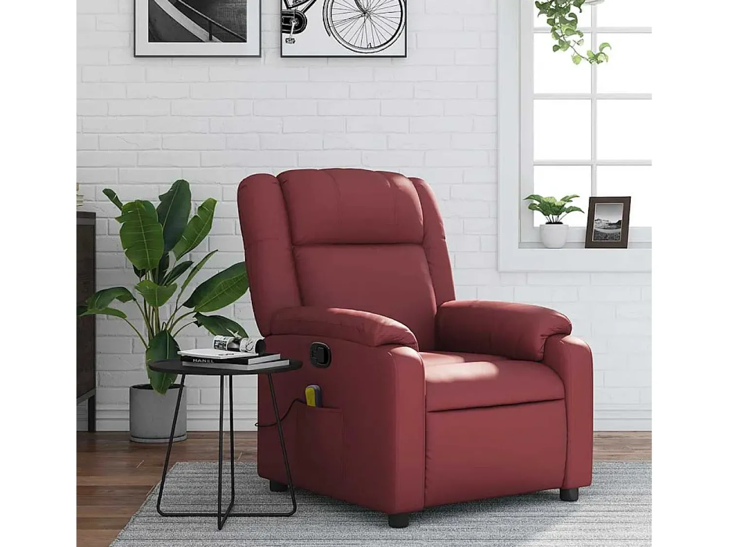 Poltrona| Poltrona massagens reclinável couro artificial tinto SHL317074 Vermelho