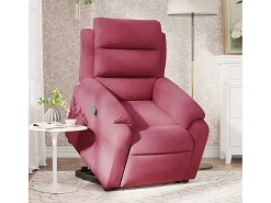 Best Poltrona massagens reclinável elevatória veludo tinto SHL837174 Vermelho