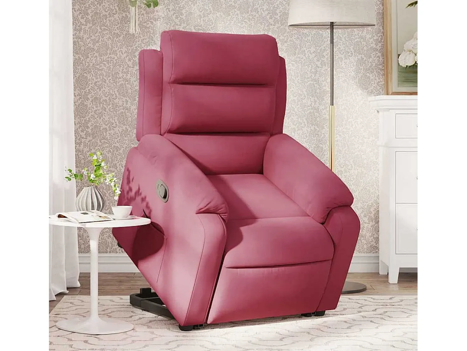 Best Poltrona massagens reclinável elevatória veludo tinto SHL837174 Vermelho