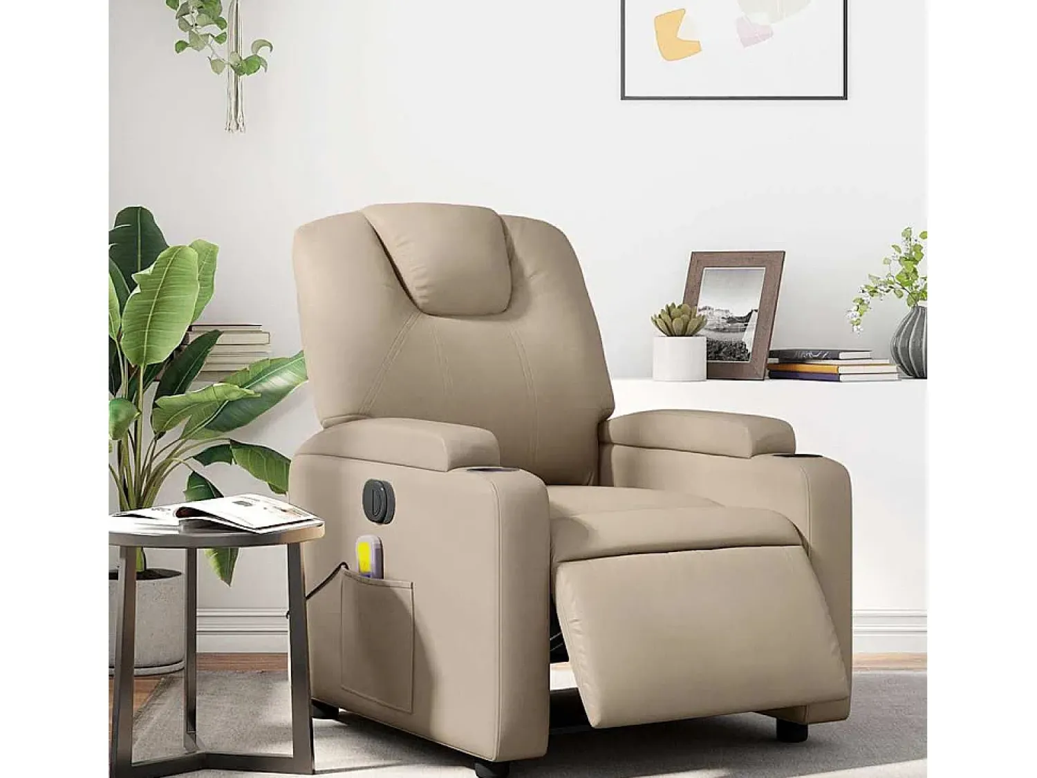 Poltrona* Poltrona massagens reclinável elétrica couro artif. cappuccino SHL322318 Castanho
