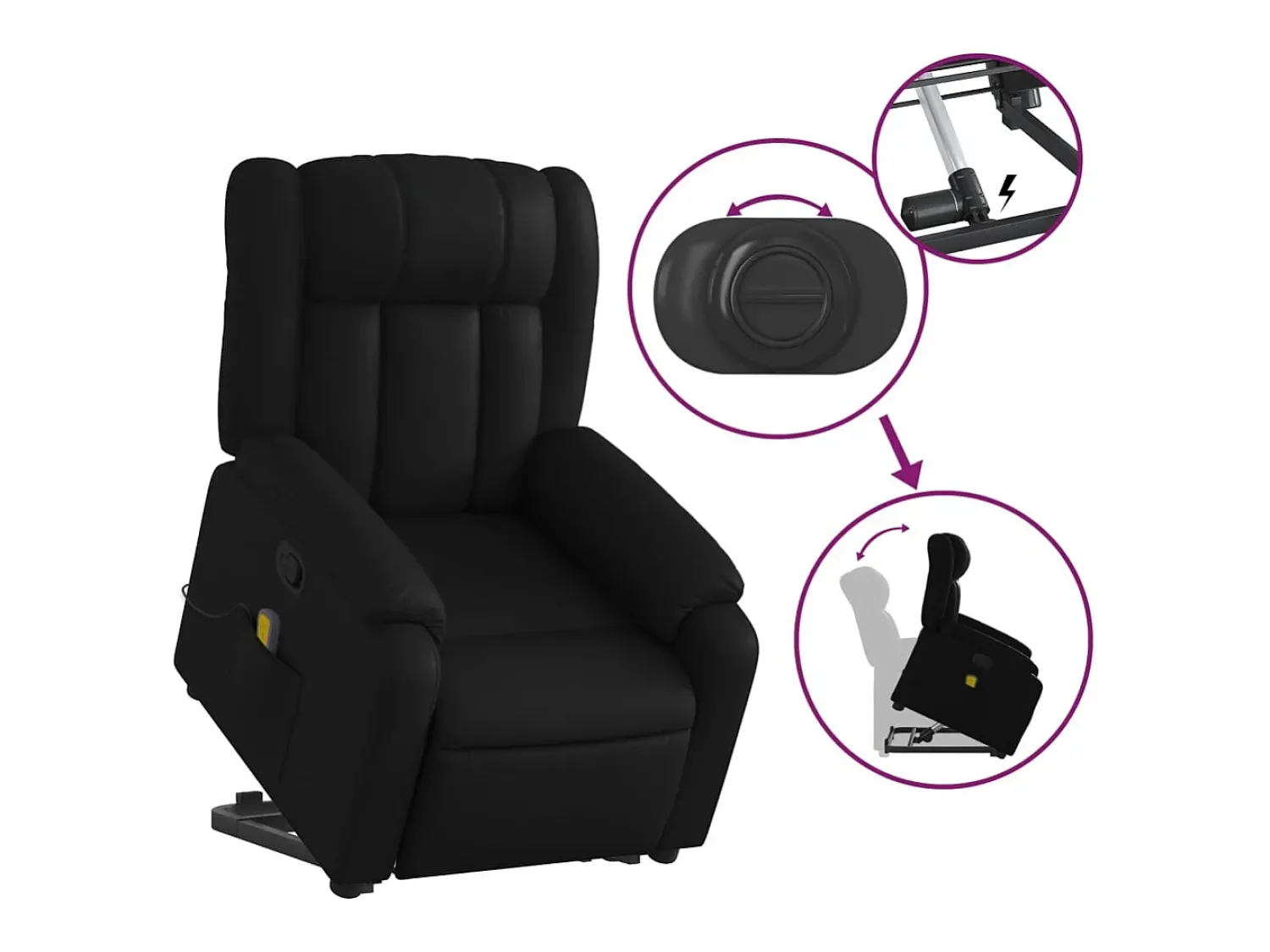 Poltrona massagens reclinável elevatória couro artificial SHL441057^ Poltrona