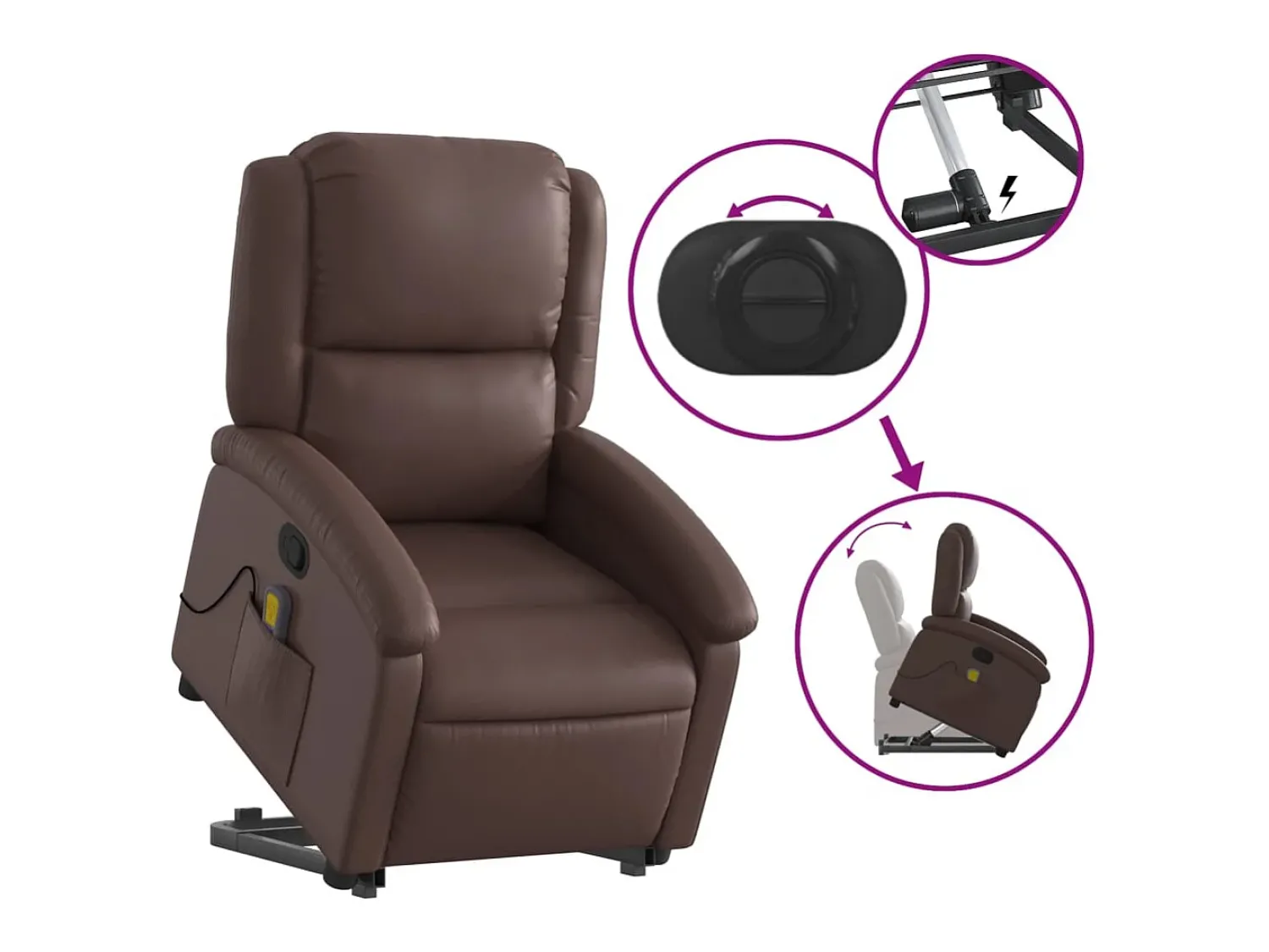 Poltrona massagens reclinável elevatória couro artif. SHL347874^ Poltrona