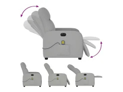 vidaxl Poltrona massagens reclinável elétrica tecido -nublado^ Poltrona