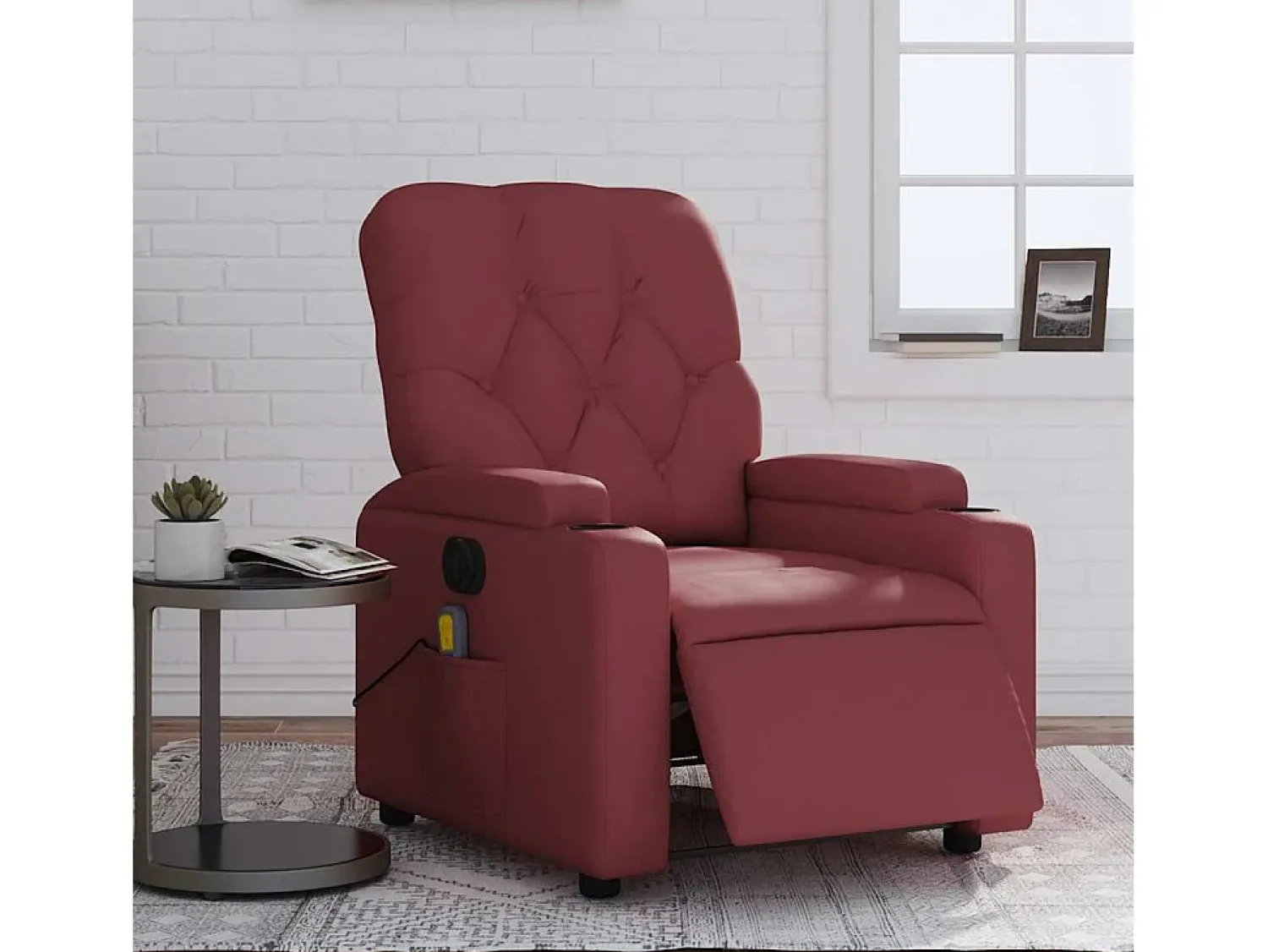 New Poltrona massagens reclin. elétrica couro artif. -tinto SHL742463 Vermelho