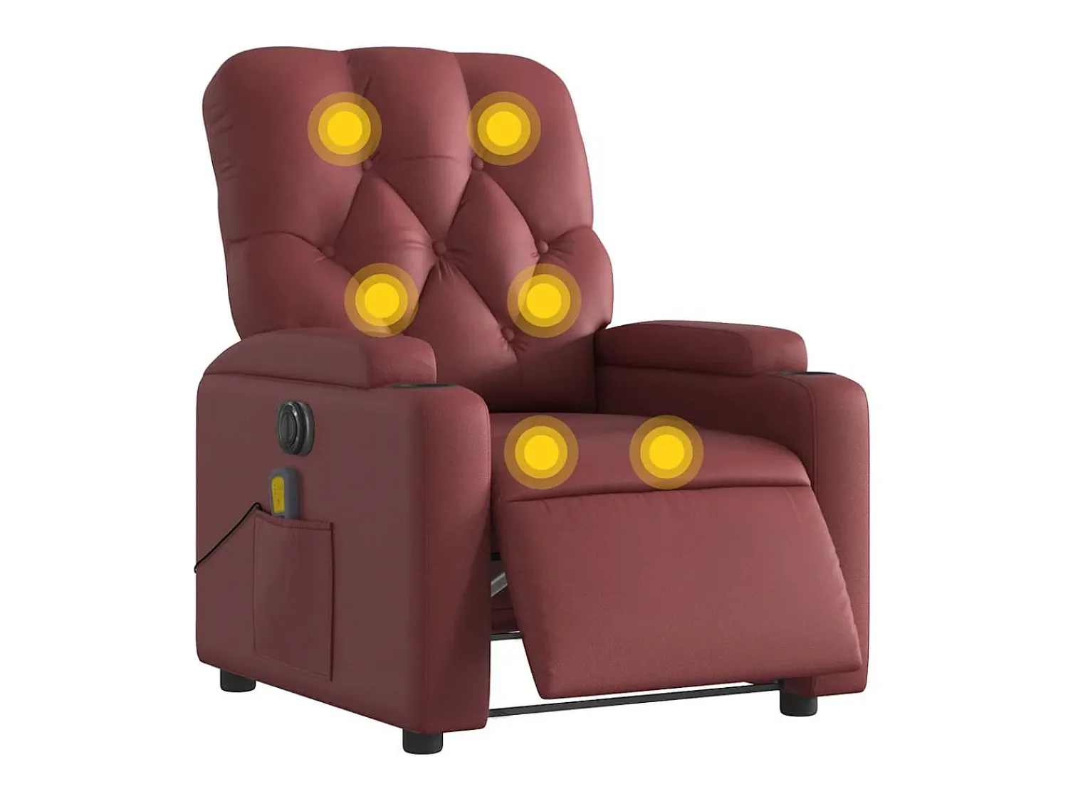 New Poltrona massagens reclin. elétrica couro artif. -tinto SHL742463 Vermelho