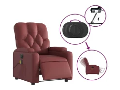 New Poltrona massagens reclin. elétrica couro artif. -tinto SHL742463 Vermelho