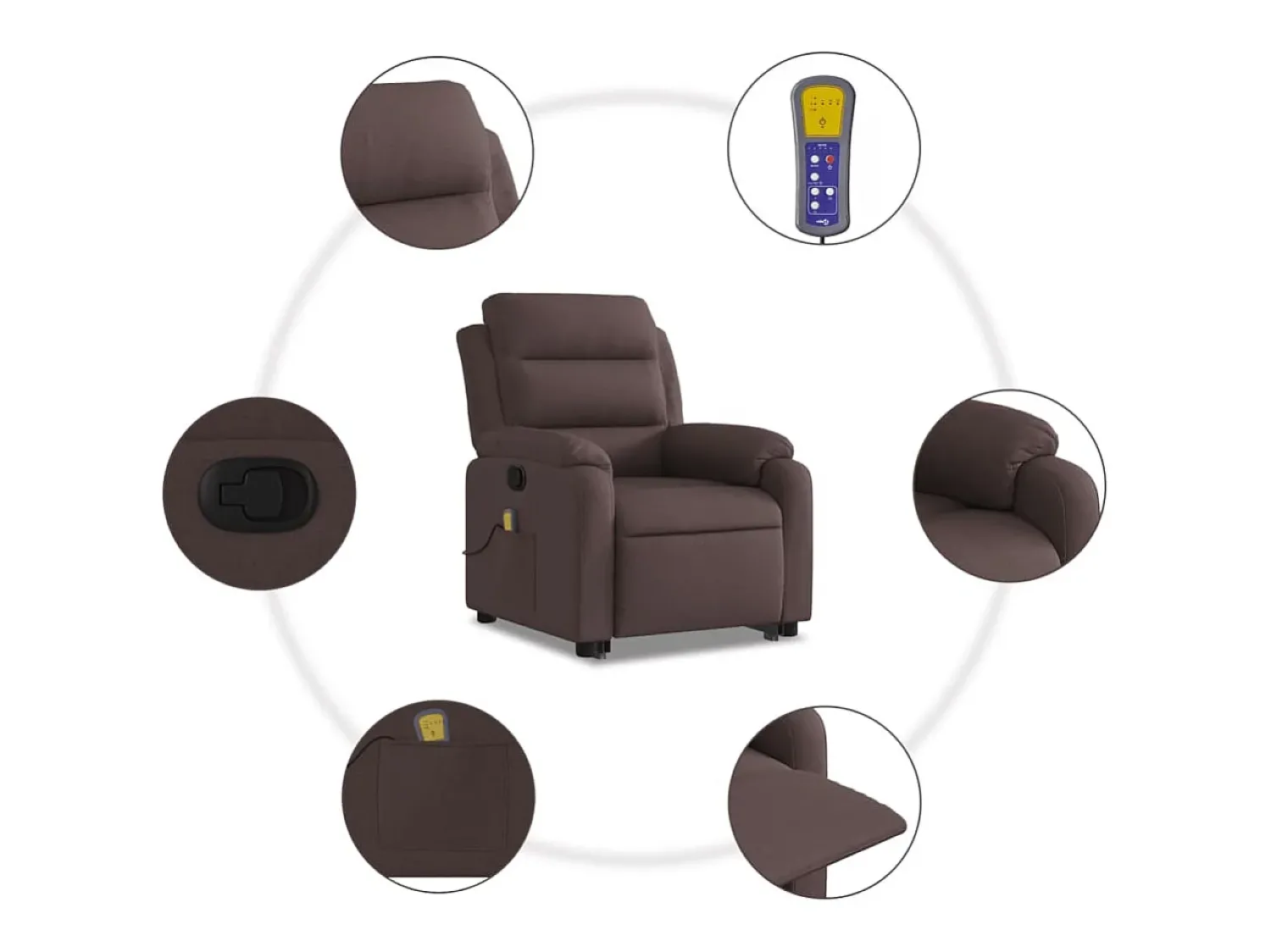Poltrona* Poltrona massagens reclinável elevatória tecido -escuro SHL201154 Castanho