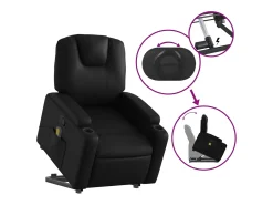 Poltrona massagens reclinável elevatória couro artificial SHL493933 Preto