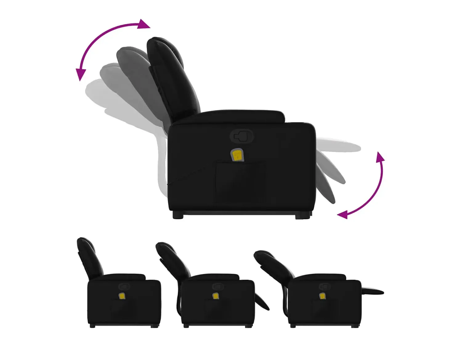 Poltrona massagens reclinável elevatória couro artificial SHL493933 Preto