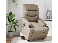 Poltrona* Poltrona massagens reclinável elevatória couro art. cappuccino SHL49449 Castanho