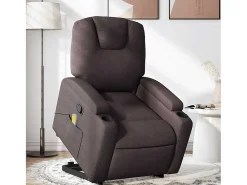 Poltrona massagens reclinável elevatória tecido -escuro SHL708248^ Poltrona