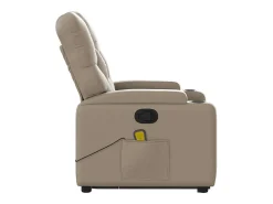 Poltrona massagens reclinável elevatória couro art. cappuccino SHL755377^ Poltrona