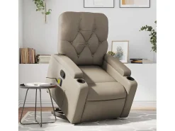 Poltrona massagens reclinável elevatória couro art. cappuccino SHL755377^ Poltrona