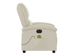Poltrona| Poltrona massagens reclinável elétrica couro artificial SHL919891 Creme