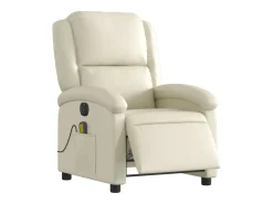 Poltrona| Poltrona massagens reclinável elétrica couro artificial SHL919891 Creme