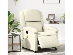 Poltrona| Poltrona massagens reclinável elétrica couro artificial SHL919891 Creme