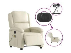 Poltrona| Poltrona massagens reclinável elétrica couro artificial SHL919891 Creme