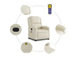 Poltrona| Poltrona massagens reclinável elétrica couro artificial SHL919891 Creme