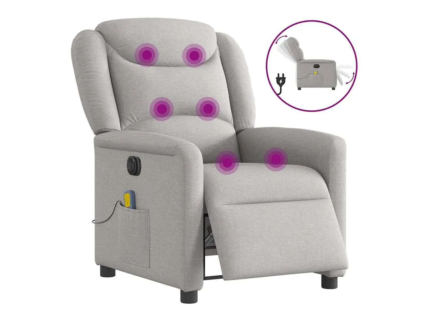 Poltrona massagens reclinável elétrica tecido -nublado SHL915829^ Poltrona