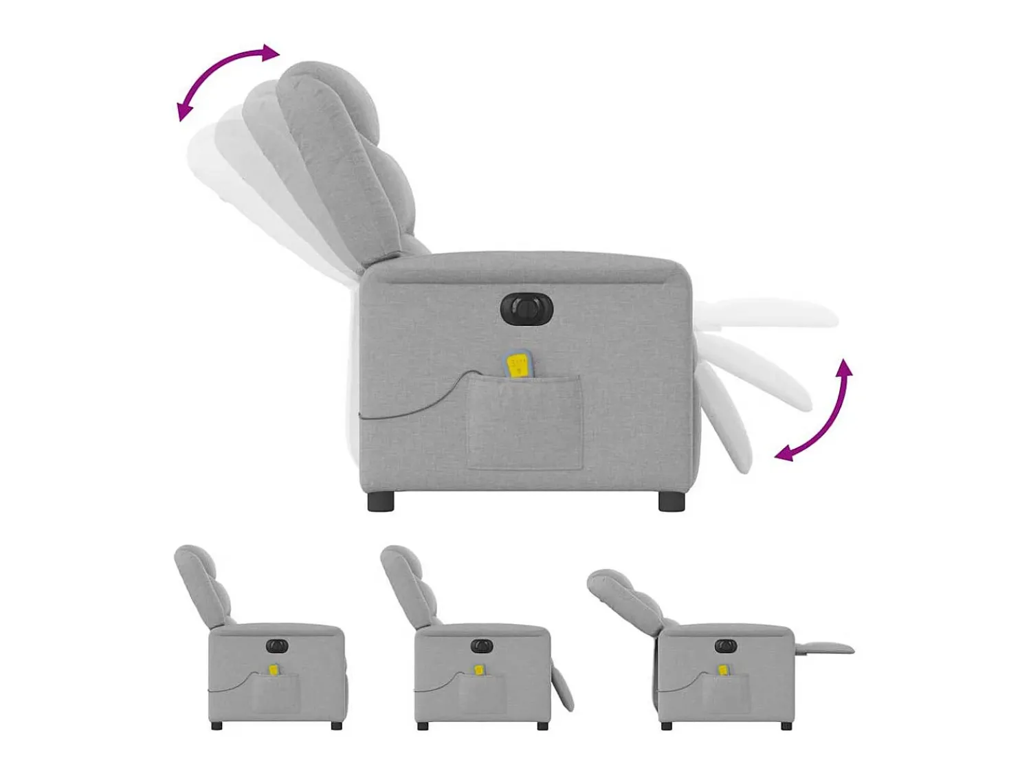 Poltrona massagens reclinável elétrica tecido -nublado SHL915829^ Poltrona