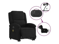 Online Poltrona massagens reclinável elevatória elétrica veludo SHL40003 Preto