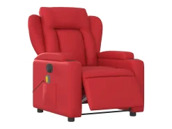 Outlet Poltrona massagens reclinável elétrica couro artif. SHL185716 Vermelho